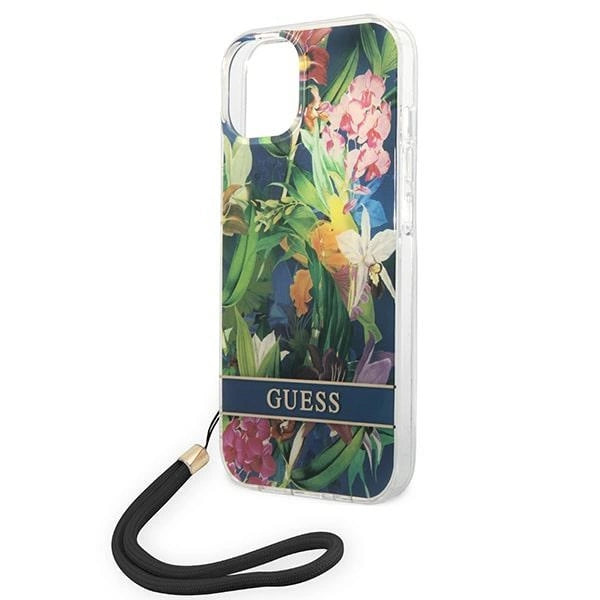 Guess GUOHCP14MHFLSB iPhone 14 Plus 6.7 "blue / blue hardcase Flower Strap