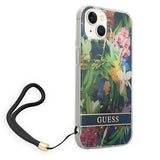 Guess GUOHCP14SHFLSB iPhone 14 6.1 "blue / blue hardcase Flower Strap