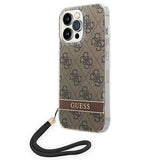 Guess GUOHCP14XH4STW iPhone 14 Pro Max 6.7 "brun / brun hardcase 4G Print Strap