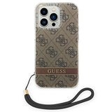 Guess GUOHCP14XH4STW iPhone 14 Pro Max 6.7 "brun / brun hardcase 4G Print Strap