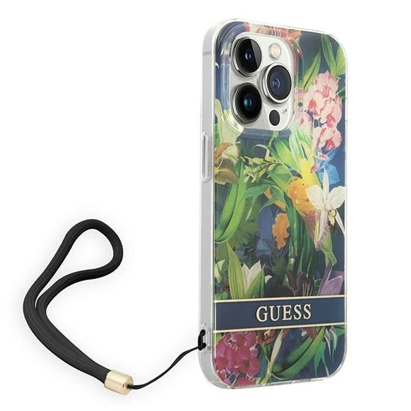 Guess GUOHCP14XHFLSB iPhone 14 Pro Max 6.7 "blue / blue hardcase Flower Strap