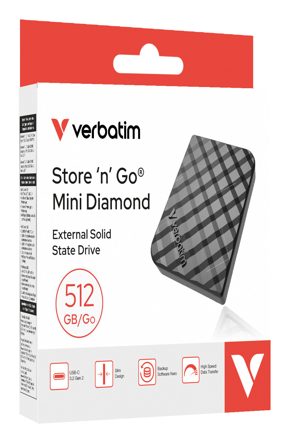Verbatim Store 'n' Go Mini Diamond 512 GB USB Type-C 3.2 Gen 2 (3.1 Gen 2) Sort