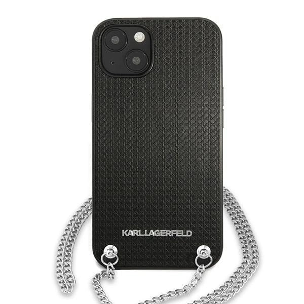 Karl Lagerfeld KLHCP13SPMK iPhone 13 mini 5,4 "hardcase black / black Leather Textured and Chain
