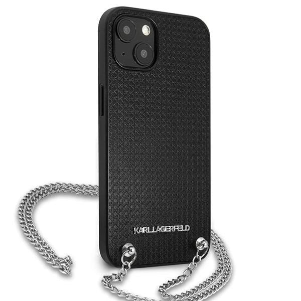 Karl Lagerfeld KLHCP13SPMK iPhone 13 mini 5,4 "hardcase black / black Leather Textured and Chain