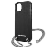 Karl Lagerfeld KLHCP13SPMK iPhone 13 mini 5,4 "hardcase black / black Leather Textured and Chain