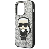 Karl Lagerfeld KLHCP14LGFKPG iPhone 14 Pro 6.1 "hardcase silver / silver Glitter Flakes Ikonik