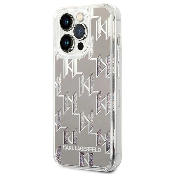 Karl Lagerfeld KLHCP14LLMNMS iPhone 14 Pro 6.1 "hardcase silver / silver Liquid Glitter Monogram