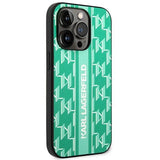 Karl Lagerfeld Monogram Stripe iPhone 14 Pro Case - Green