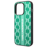 Karl Lagerfeld Monogram Stripe iPhone 14 Pro Case - Green