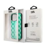 Karl Lagerfeld Monogram Stripe iPhone 14 Pro Case - Green