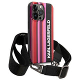 Karl Lagerfeld Color Stripes Strap Case for iPhone 14 Pro - Pink