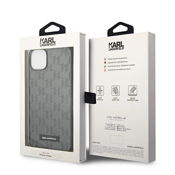 Karl Lagerfeld KLHCP14MSAKLHPG iPhone 14 Plus 6.7 "hardcase gray / gray Saffiano Mono Metal Logo