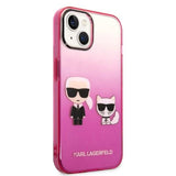 Karl Lagerfeld Gradient Ikonik Karl&Choupette Case for iPhone 14 Plus - Pink