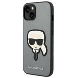 Karl Lagerfeld Saffiano Karl's Head Patch case for iPhone 14 - silver