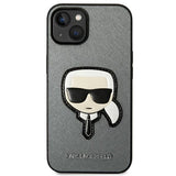 Karl Lagerfeld Saffiano Karl's Head Patch case for iPhone 14 - silver