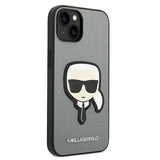 Karl Lagerfeld Saffiano Karl's Head Patch case for iPhone 14 - silver