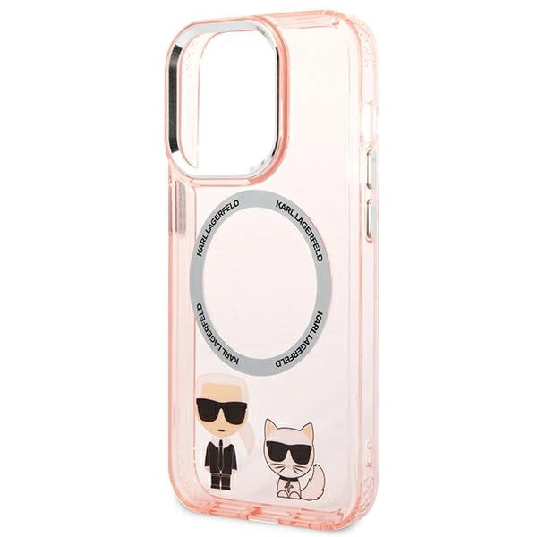 Karl Lagerfeld KLHMP14LHKCP iPhone 14 Pro 6.1" hardcase pink/pink Karl & Choupette Aluminum Magsafe