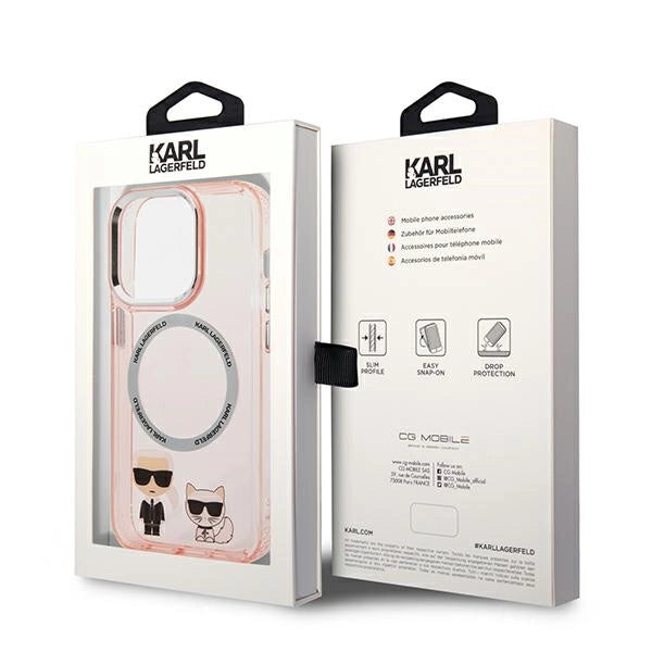 Karl Lagerfeld KLHMP14LHKCP iPhone 14 Pro 6.1" hardcase pink/pink Karl & Choupette Aluminum Magsafe