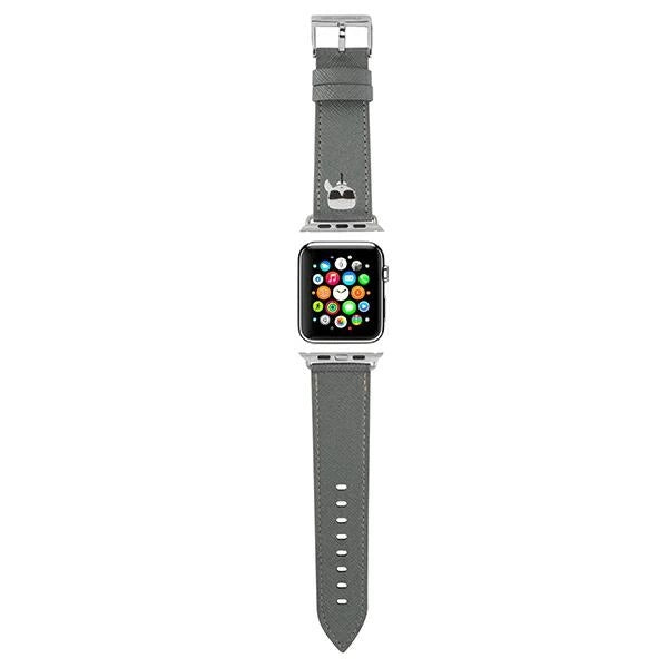 Karl Lagerfeld KLAWMOKHG Apple Watch Strap 38/40 / 41mm sølv / sølv rem Saffiano Karl Heads