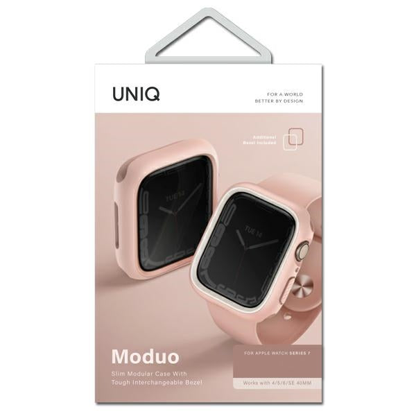 Uniq Moduo case til Apple Watch 4/5/6/7/8/SE/SE2 44/45mm - lyserød og hvid