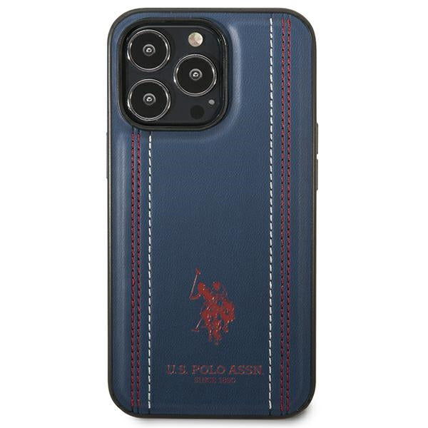 US Polo USHCP14XPFAV iPhone 14 Pro Max 6.7" navy/navy blue Leather Stitch