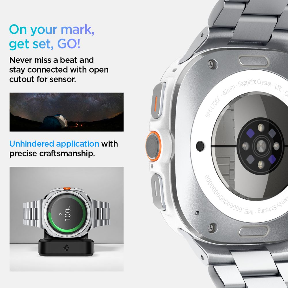 Spigen Modern Fit Band Samsung Galaxy Watch Ultra 1 / 2 2024 2026 (47 Mm) Sølv