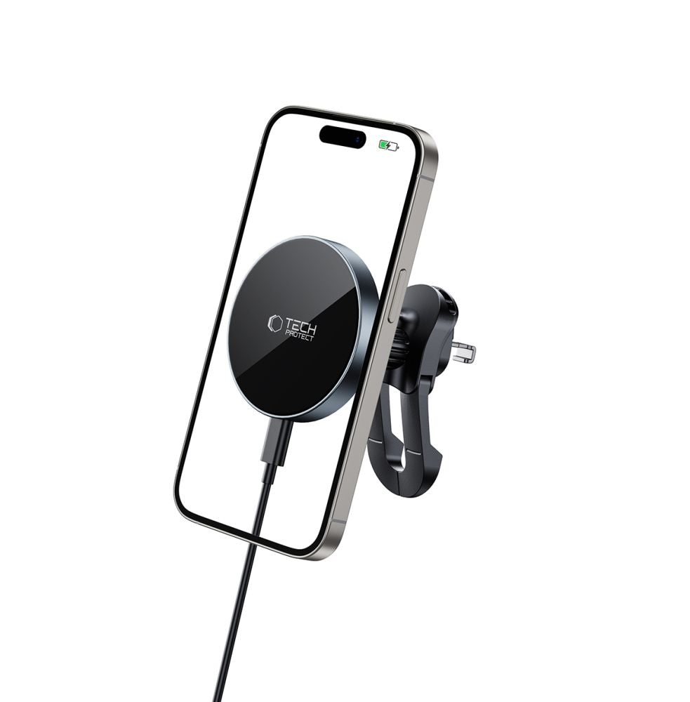 Tech Protect Mm15 W V5 Magnetisk Magsafe Stabil Ventilation Trådløs Opladder Til Bilholder 15 W Sort/Sort