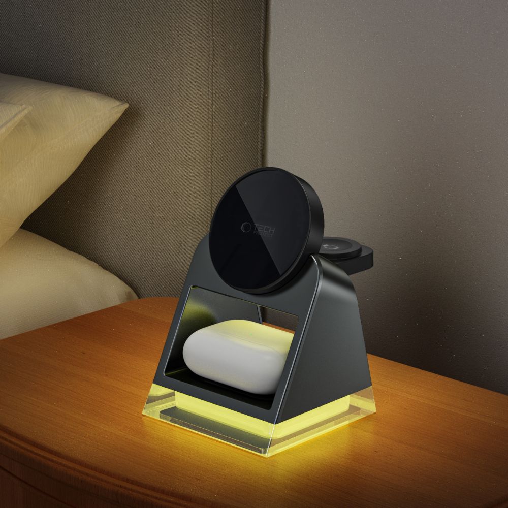 Tech Protect Qi15 W A43 3 I 1 Magnetisk Mag Safe Trådløs Oplader Babypink