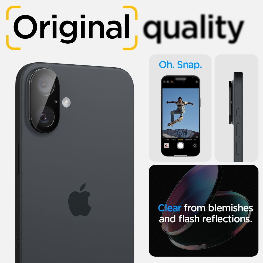 Kamera Beskyttelse Spigen Optik Glas.Tr Camera Protector 2 Pack Iphone 16 / 16 Plus Sort