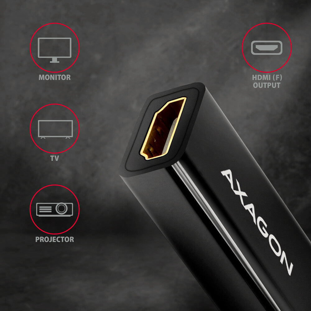 Axagon RVDM-HI14N videokabel adapter 0,15 m Mini DisplayPort HDMI Sort