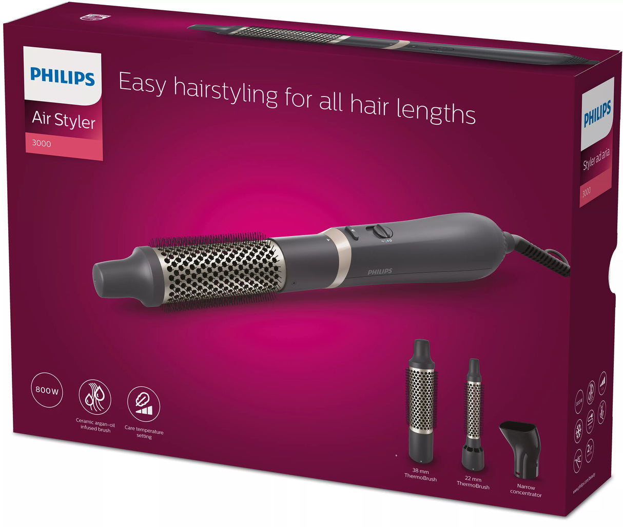 Philips 3000 series BHA301/00 hårstyler Hårstylingssæt Varm Sort 800 W 1,8 m