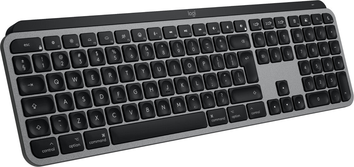 Logitech Master MX Keys S for Mac tastatur Kontor RF trådløs + Bluetooth QWERTY US International Aluminium, Sort