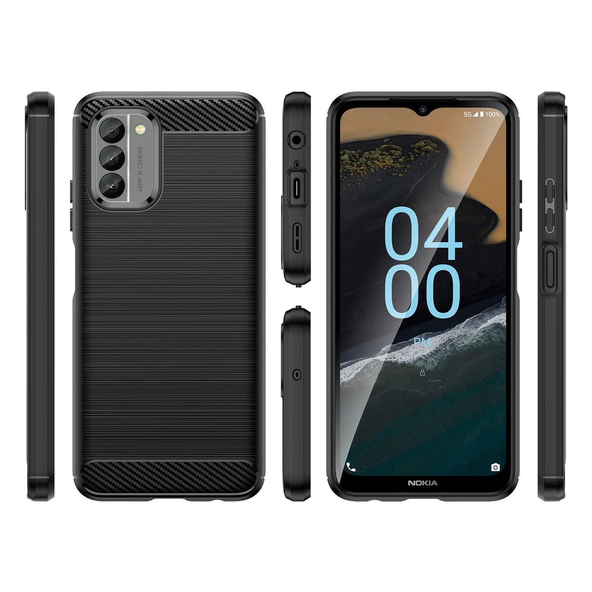Carbon Case cover til Nokia G400 fleksibelt silikone carbon cover sort