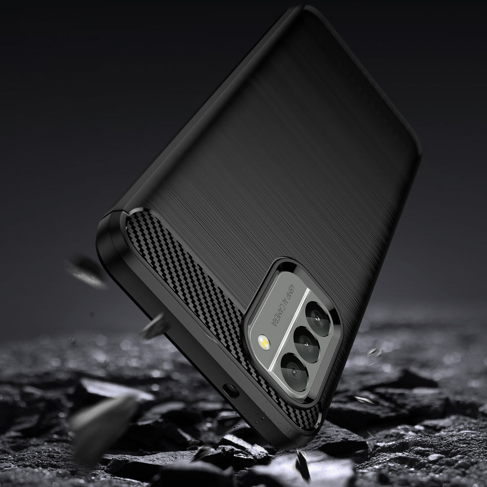 Carbon Case cover til Nokia G400 fleksibelt silikone carbon cover sort