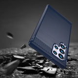 Carbon Case til Samsung Galaxy S23 Ultra fleksible silikone carbon cover blå