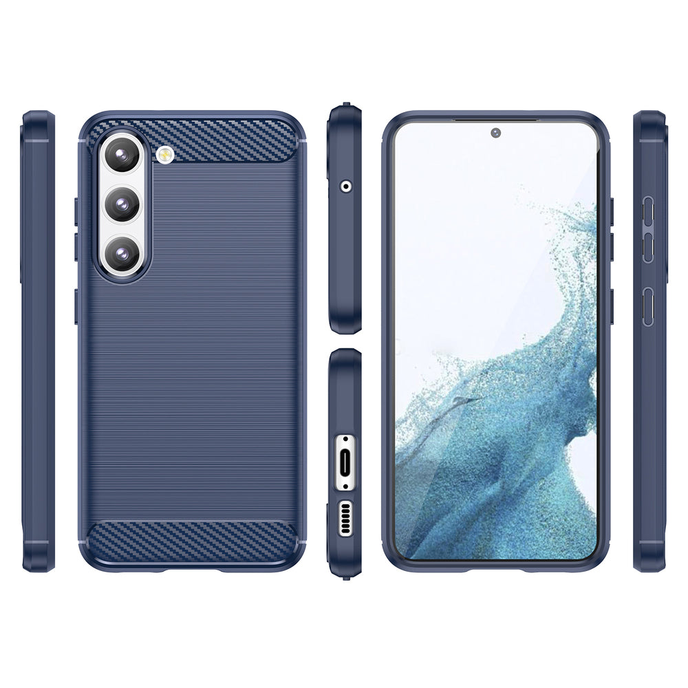 Carbon Case til Samsung Galaxy S23+ fleksibelt silikon carbon cover blå