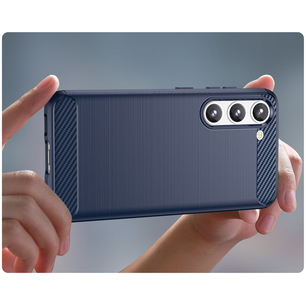 Carbon Case til Samsung Galaxy S23+ fleksibelt silikon carbon cover blå