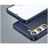 Carbon Case til Samsung Galaxy S23 fleksibelt silikone carbon cover blå