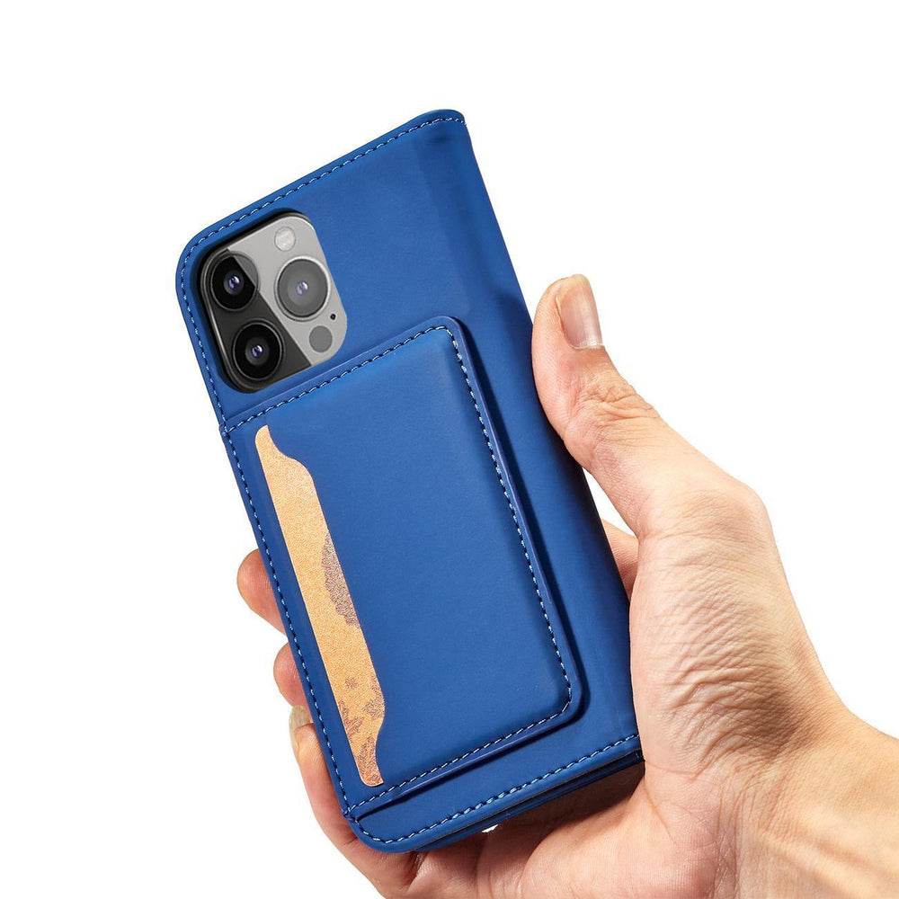 Magnetkortkasse til Samsung Galaxy S23 Ultra flip cover tegnebog stativ blå