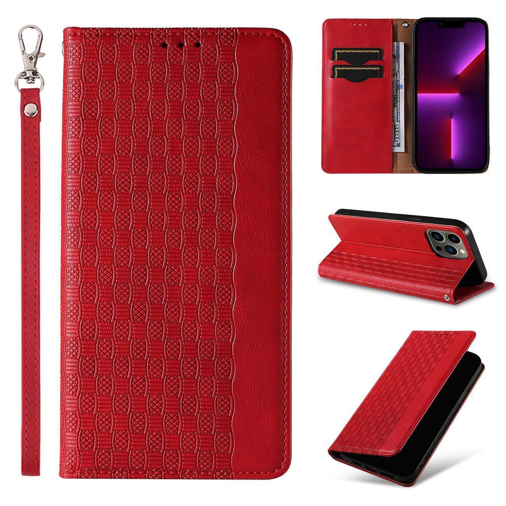 Magnet Strap Case til Samsung Galaxy S23+ Flip Wallet Mini Lanyard Stand Red