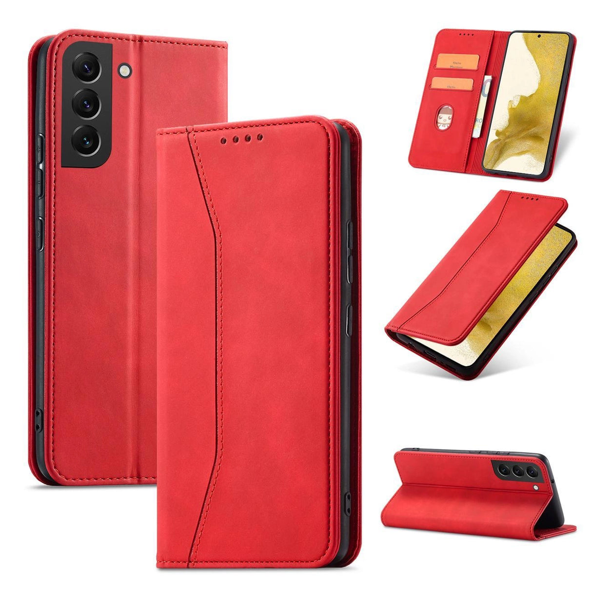 Magnet Fancy Case til Samsung Galaxy S23 Ultra Cover med Flip Stand Wallet Red