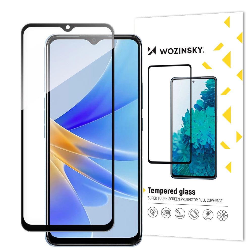 Wozinsky Full Glue tempereret glas tempereret glas til Oppo A17 9H Full Screen Cover med sort ramme
