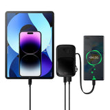 Baseus Qpow Digital Display Fast Charging Power Bank 10000mAh 22.5W QC/PD/SCP/FCP with Built-in USB-C Cable Black