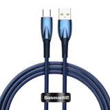 Baseus Glimmer Series hurtigopladningskabel USB-A - USB-C 100W 480Mbps 1m blå