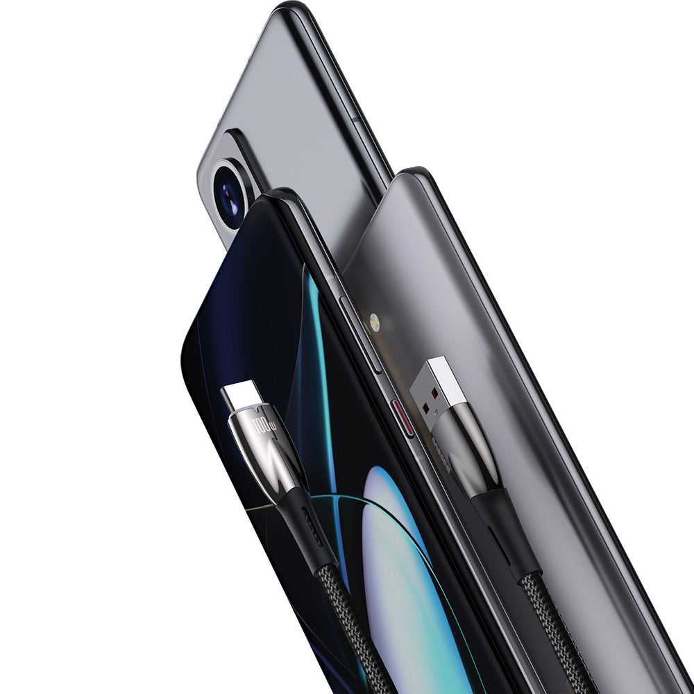 Baseus Glimmer Series Hurtig opladningskabel USB-A - USB-C 100W 480Mbps 2m sort