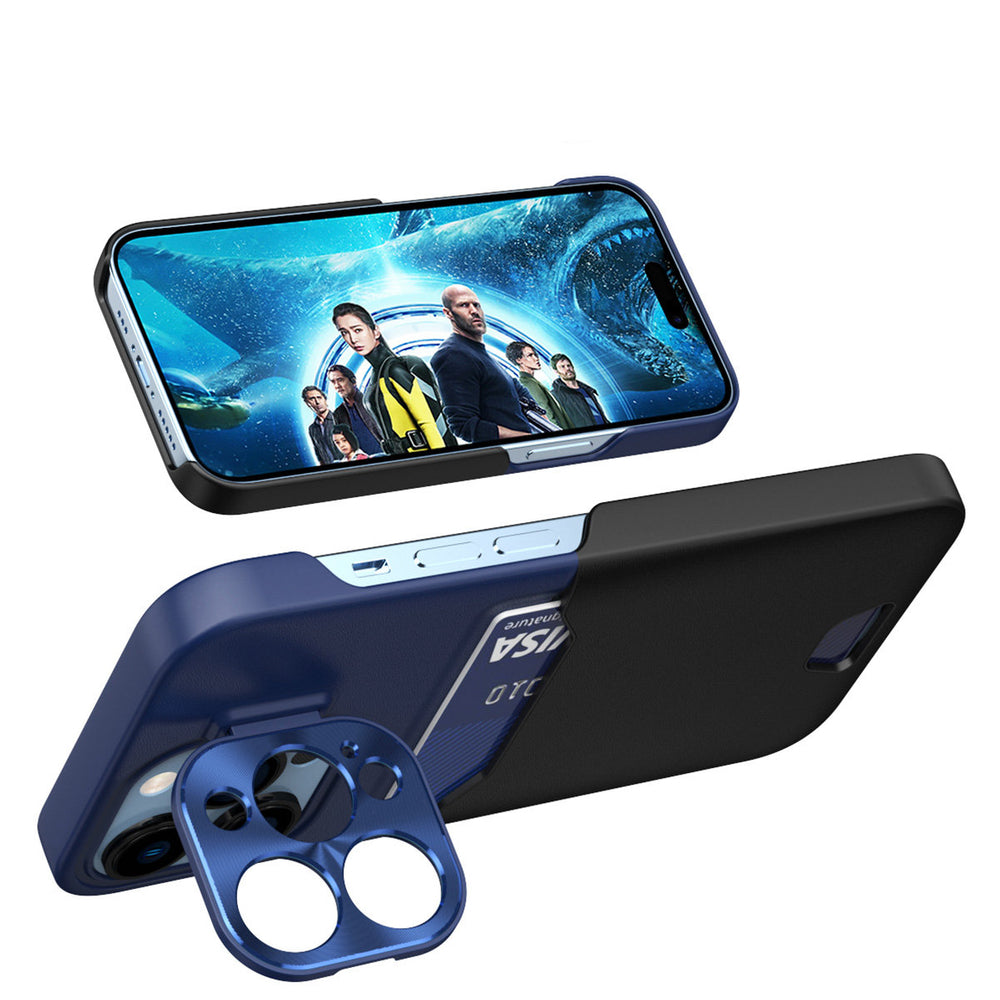Læder Stand Case til Samsung Galaxy S23+ cover kort tegnebog med stand blå