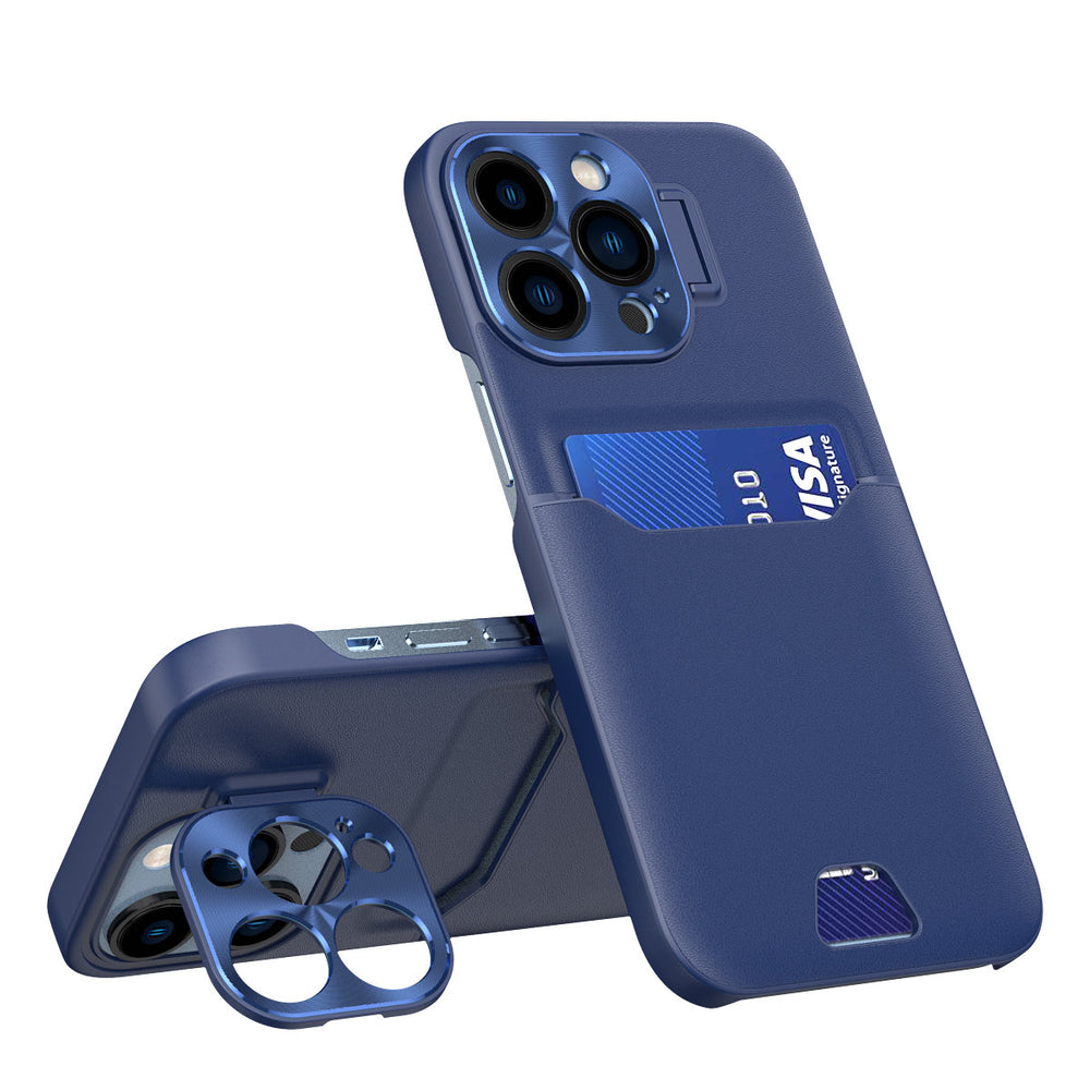 Læder Stand Case til Samsung Galaxy S23 cover kort tegnebog med stand blå