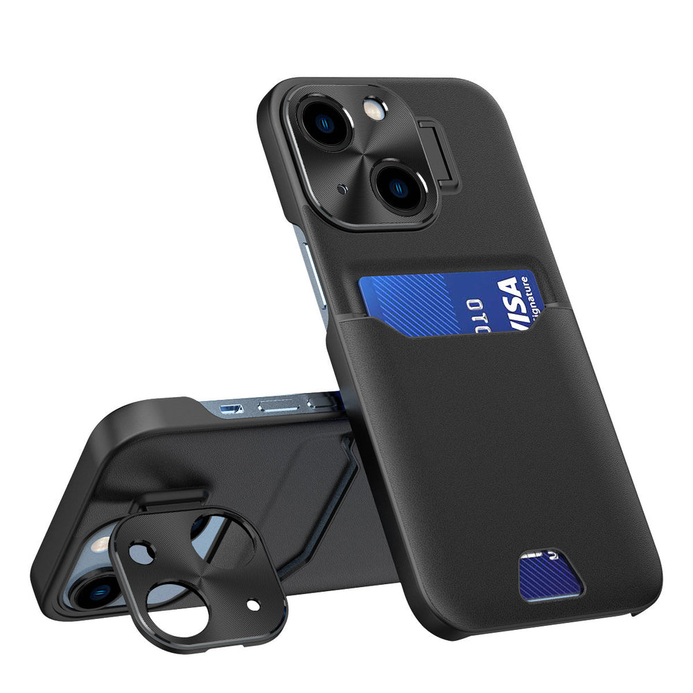 Læder Stand Case til Samsung Galaxy S23 kort tegnebog cover med stand sort