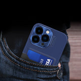 Læder Stand Case Case for iPhone 14 Plus cover kort tegnebog med stand blå