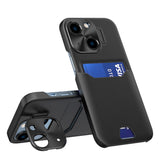 Læder Stand Case Case for iPhone 14 Plus cover kort tegnebog med stand sort